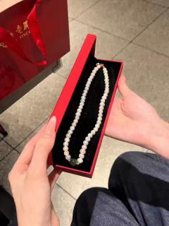 送妈妈的珍珠和田玉项链!好有质感